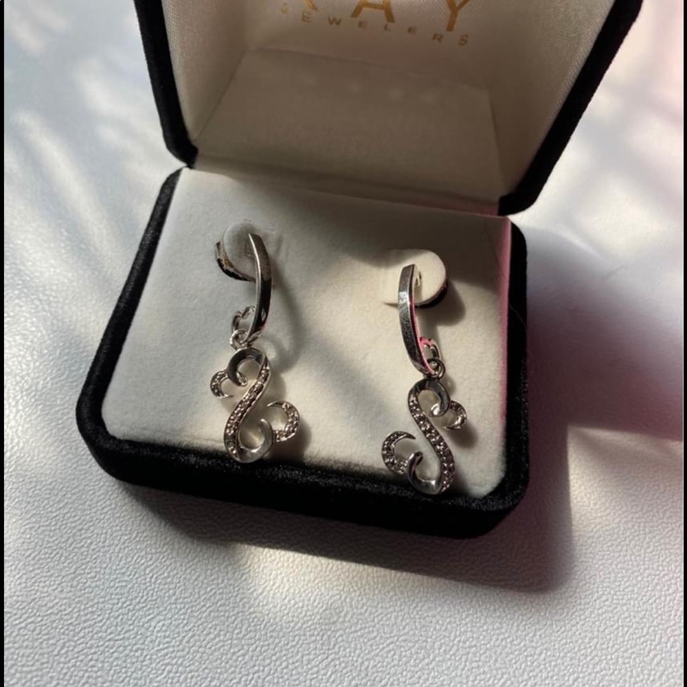 Open heart dangle earrings